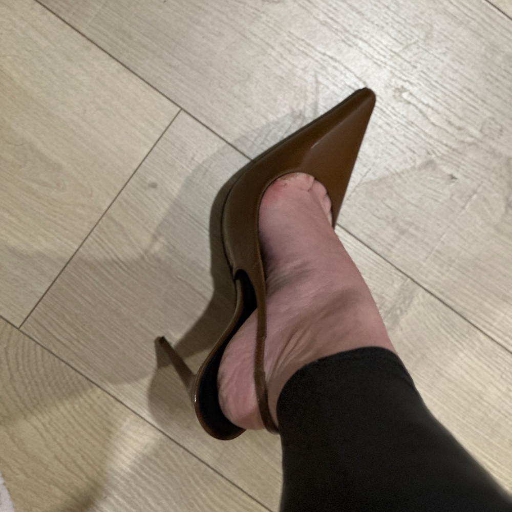 Saint Laurent Elegant Brown Slingback Heels super pointed toe. Size 40 NEW - Picture 14 of 16